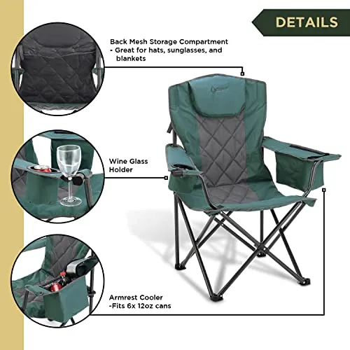 ARROWHEAD OUTDOOR Portable Folding Camping Quad Chair w/ 6-Can Cooler