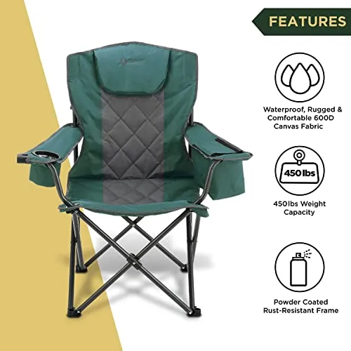 ARROWHEAD OUTDOOR Portable Folding Camping Quad Chair w/ 6-Can Cooler
