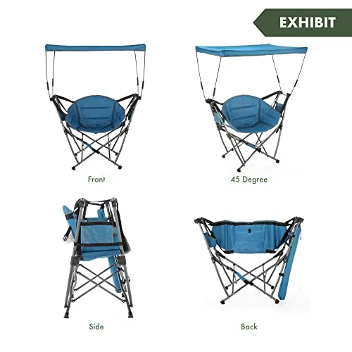 ARROWHEAD OUTDOOR Portable Folding Swinging Hammock Camping Chair, Removable Canopy, Perfect for Stargazing, Cup Holder, Storage Pouch, Carrying Bag Included, Supports up to 300lbs, USA-Based Support