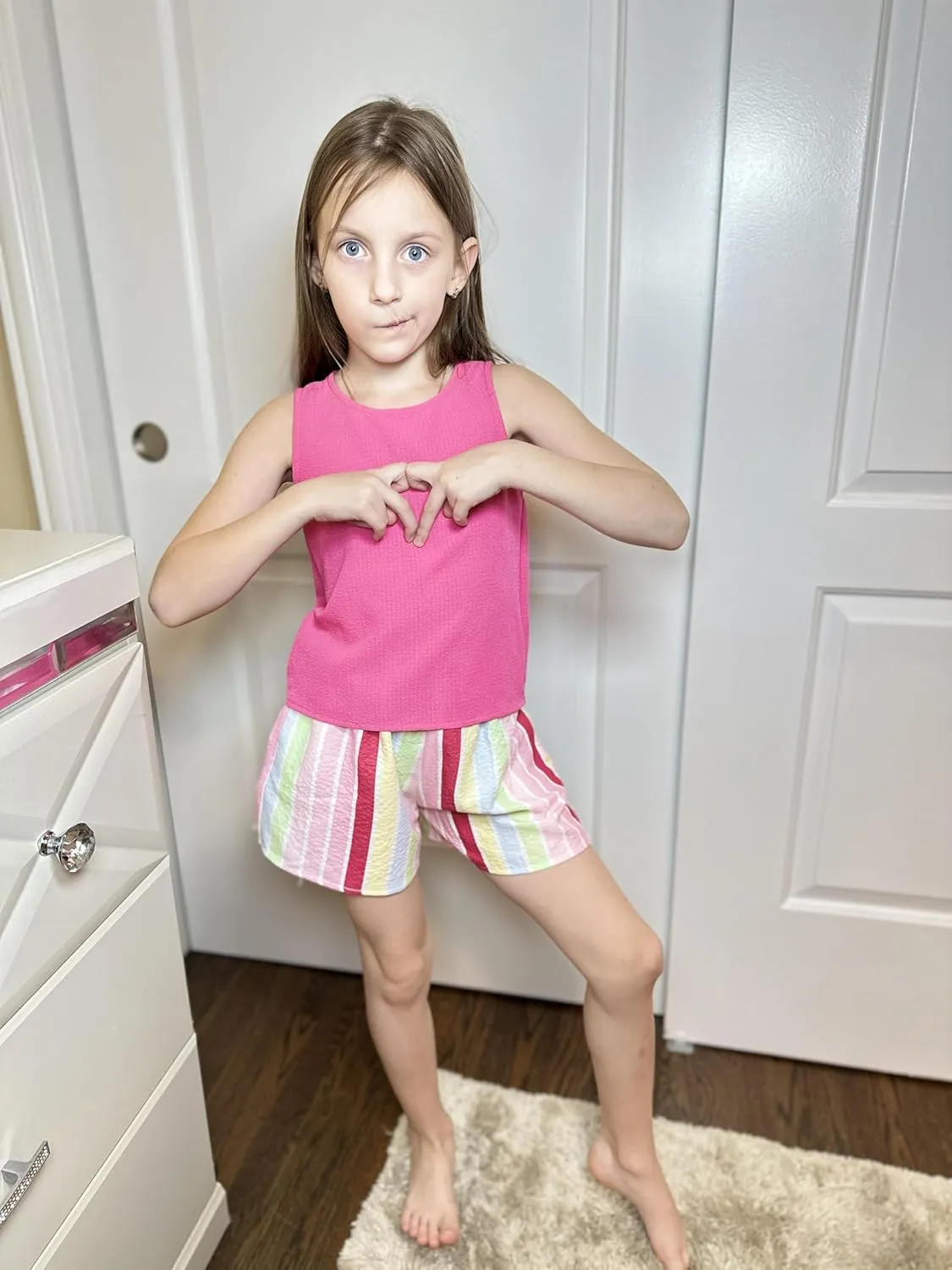 Arshiner Girls Summer 2 Piece Outfit Sleeveless Top and Shorts Set