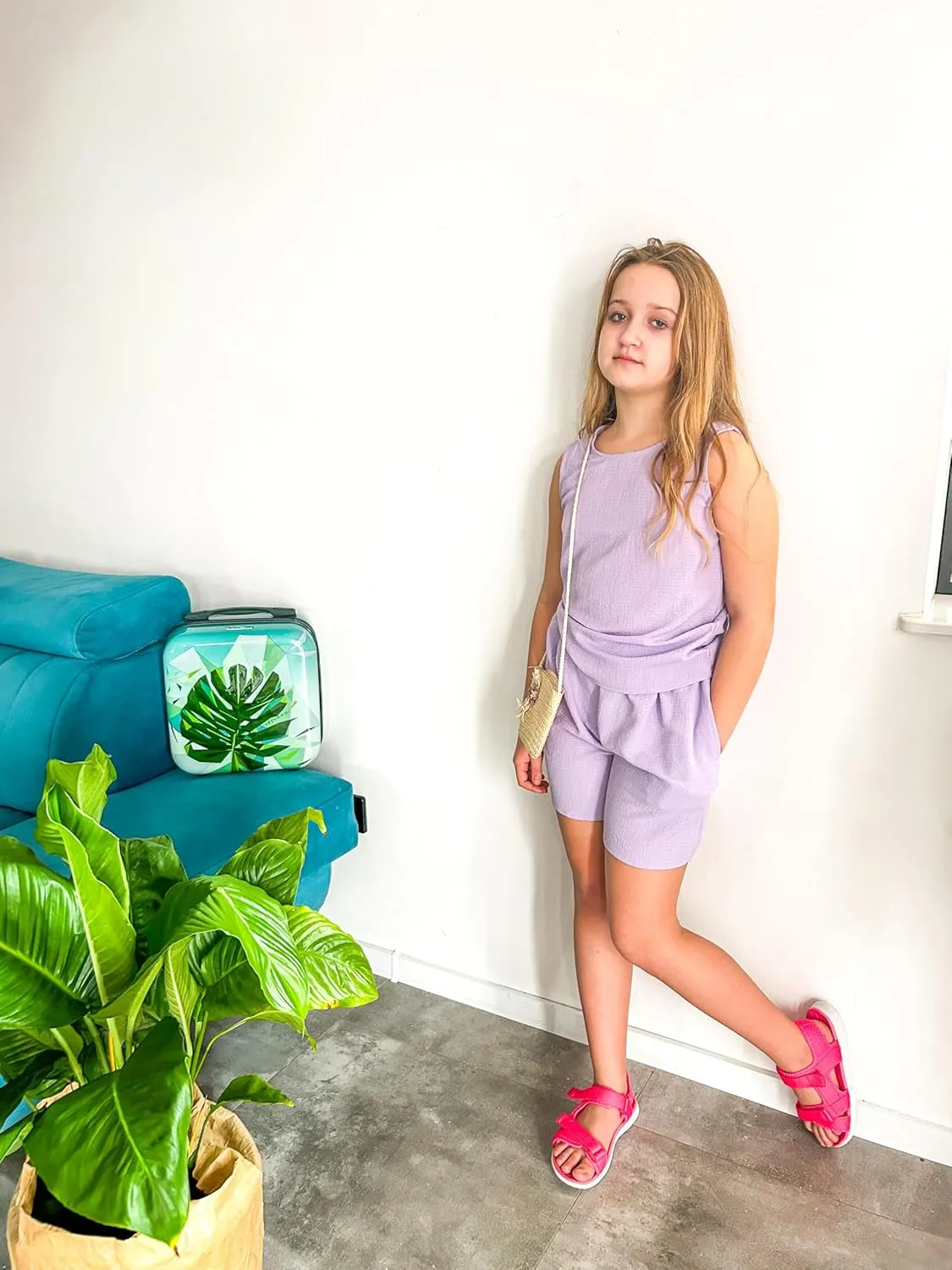 Arshiner Girls Summer 2 Piece Outfit Sleeveless Top and Shorts Set
