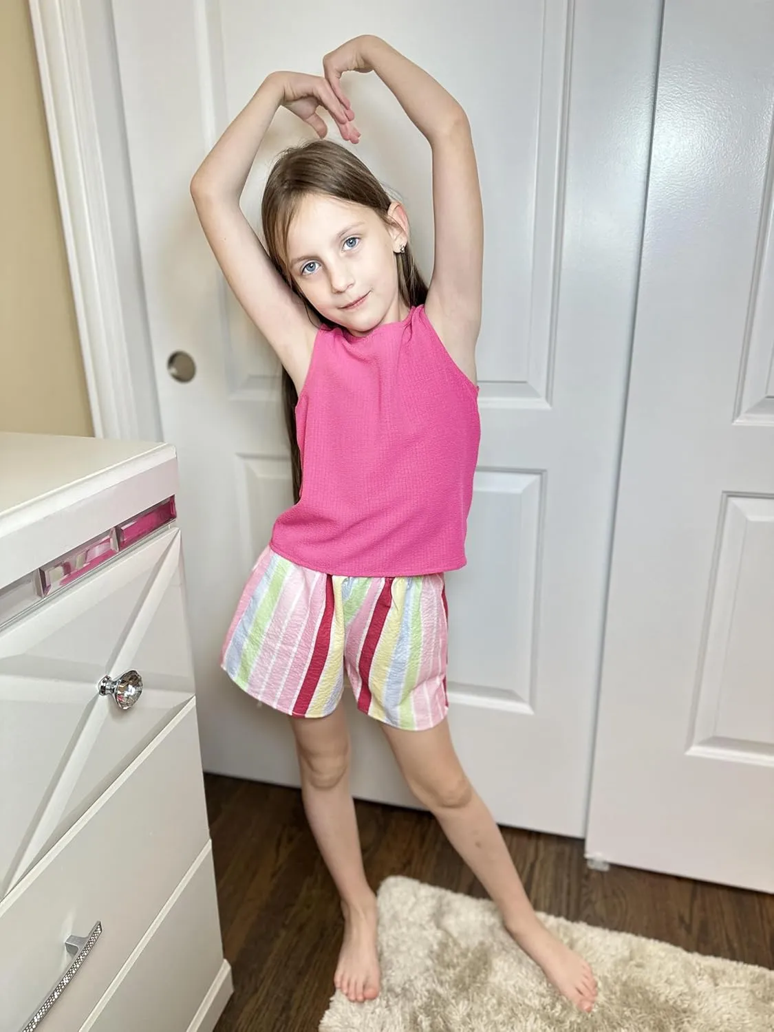 Arshiner Girls Summer 2 Piece Outfit Sleeveless Top and Shorts Set