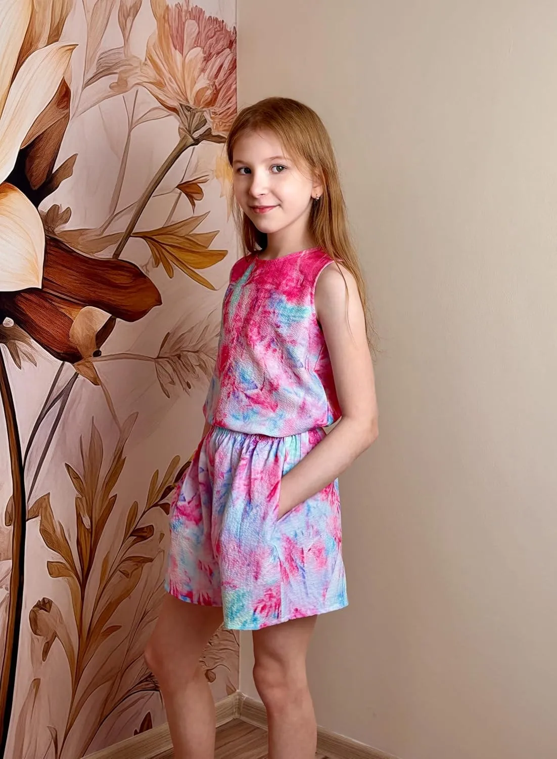 Arshiner Girls Summer 2 Piece Outfit Sleeveless Top and Shorts Set