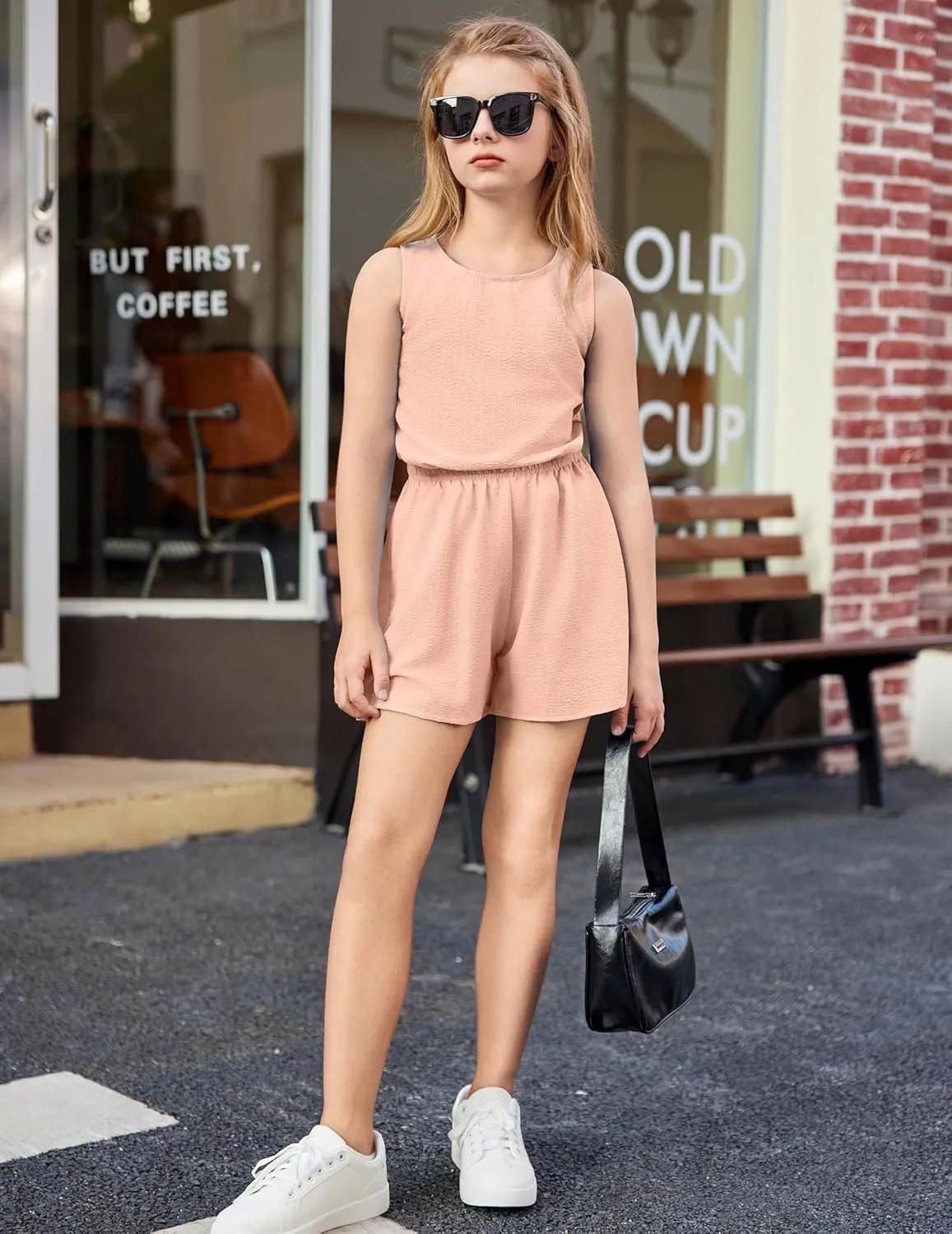 Arshiner Girls Summer 2 Piece Outfit Sleeveless Top and Shorts Set