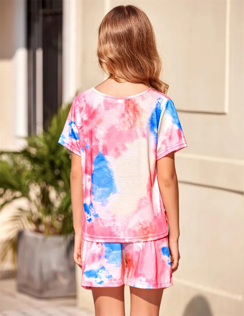 Arshiner Girls Summer 2 Piece Outfits Tie Dye Short Sets