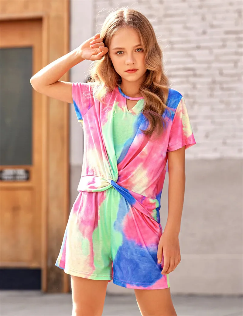 Arshiner Girls Summer 2 Piece Outfits Tie Dye Short Sets