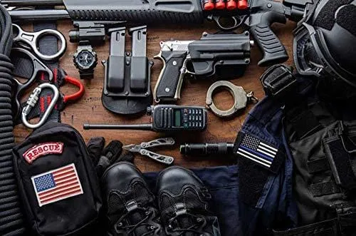 ASA Techmed 4 Pack US USA Flag Patch Thin Blue Line Police Emblem Military Iron On Sew On Tactical Morale Patch for Hats Backpacks Caps Jackets   More