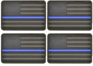 ASA Techmed 4 Pack US USA Flag Patch Thin Blue Line Police Emblem Military Iron On Sew On Tactical Morale Patch for Hats Backpacks Caps Jackets   More