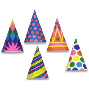 Assorted Paper Birthday Party Cone Hat (3/Pk)