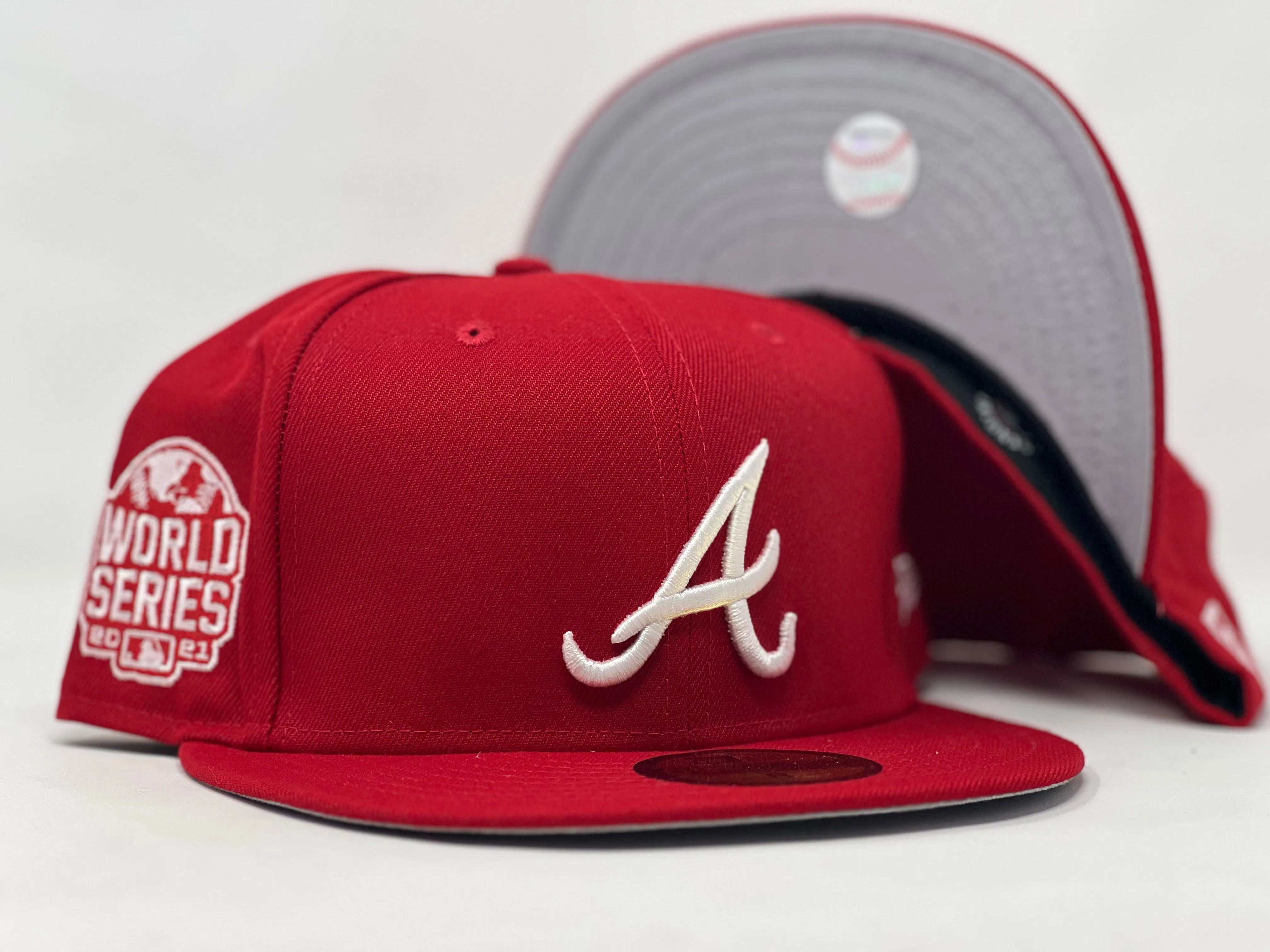 ATLANTA BRAVES 2021 WORLD SERIES RED GRAY BRIM NEW ERA FITTED HAT