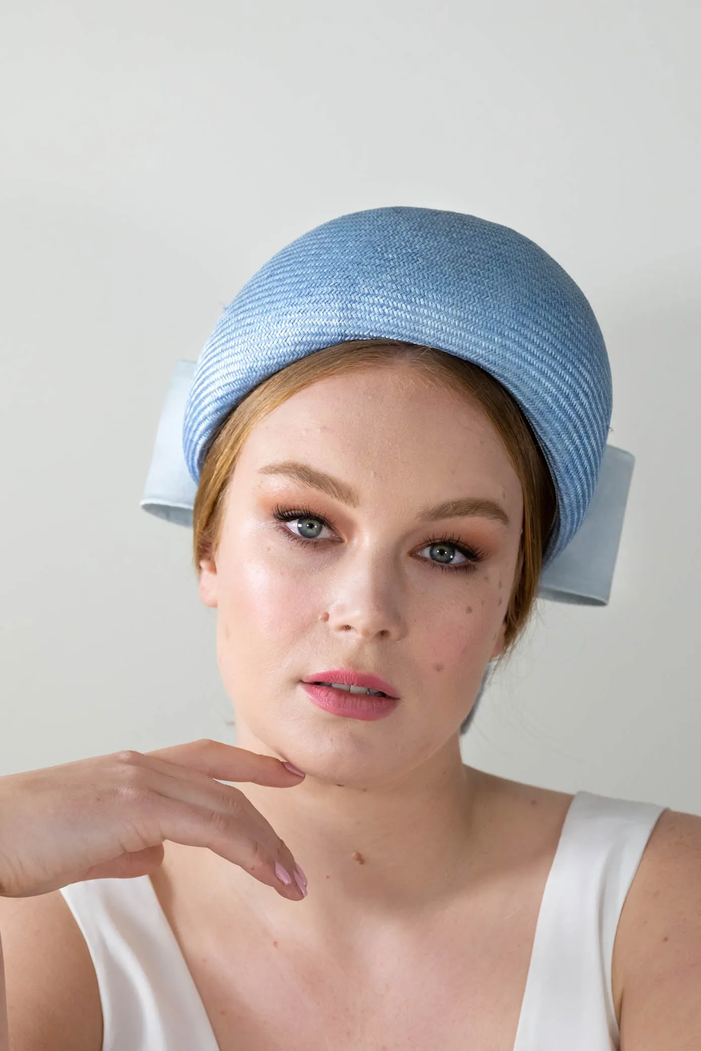 Baby Blue Pillbox with Silk Bow