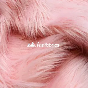 Baby Pink Shaggy Mohair Long Pile Faux Fur Fabric By The Yard