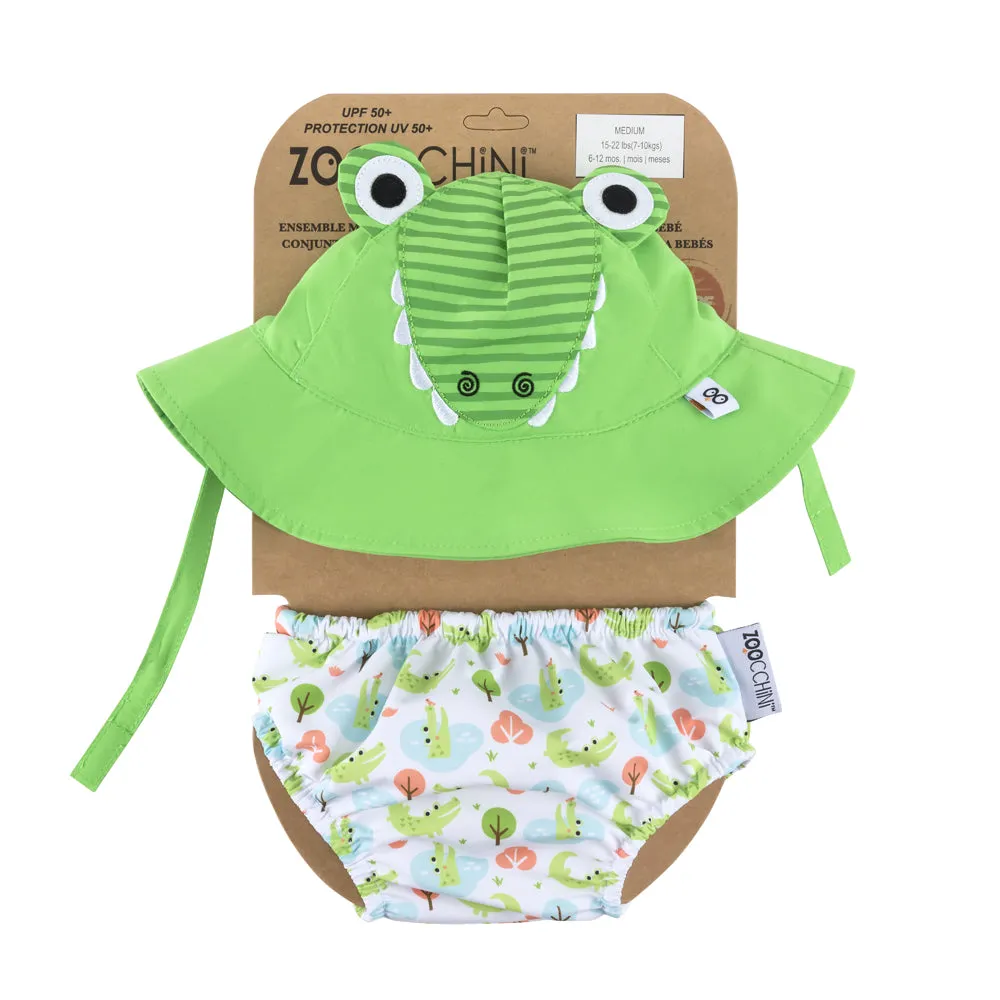 Baby/Toddler Swim Diaper & Sun Hat Set - Aidan the Alligator