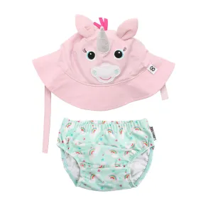 Baby/Toddler Swim Diaper & Sun Hat Set - Allie the Alicorn