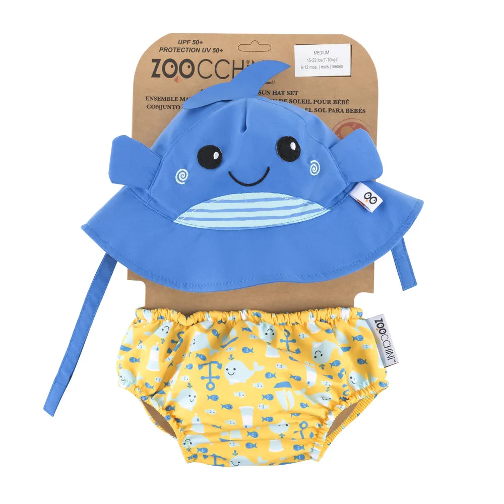 Baby/Toddler Swim Diaper & Sun Hat Set - Willy the Whale
