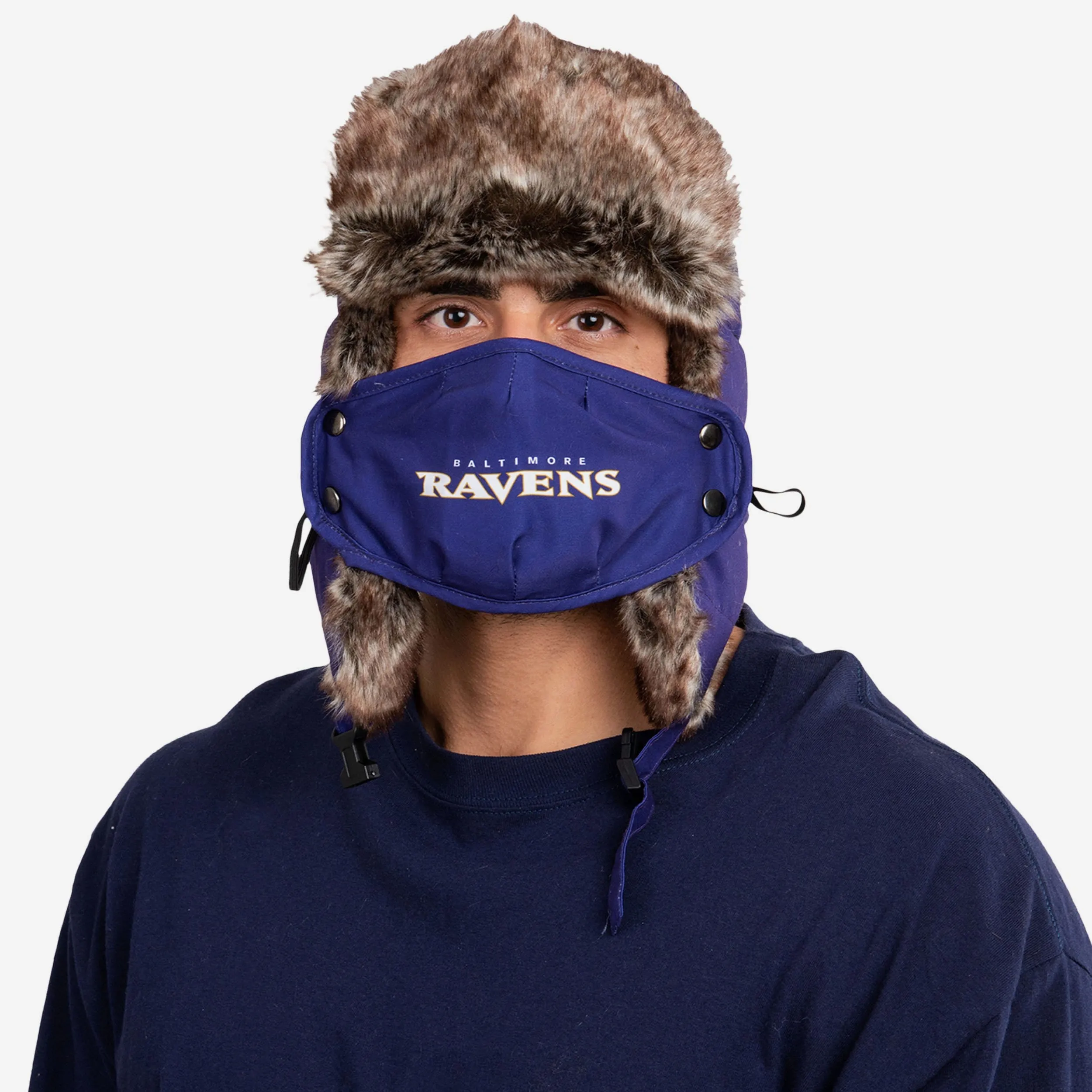 Baltimore Ravens Big Logo Trapper Hat With Face Cover