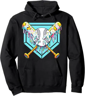 Baseball Drip For Boys Ice Cream Drip Youth Boys Baseball Pullover Hoodie