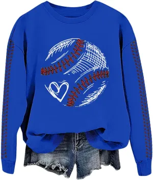 Baseball Sweatshirt for Womens 2025 Long Sleeve Comfy Baseball Shirts Softball Crewneck Blouses Fall Workout Tops