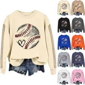 Baseball Sweatshirt for Womens 2025 Long Sleeve Comfy Baseball Shirts Softball Crewneck Blouses Fall Workout Tops