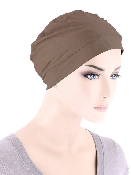 BBCAPSASH-BROWN#Bamboo Cap Rosette Sash Cedar Brown
