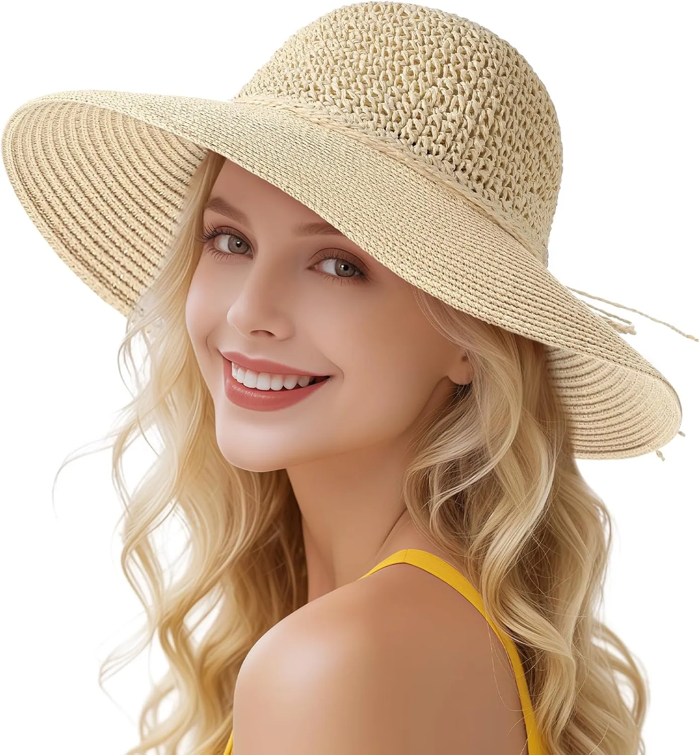 Beach Hats for Women - Straw Hat, Sun Hats for Women UPF 50  UV Protection, Beach Hat Packable Foldable