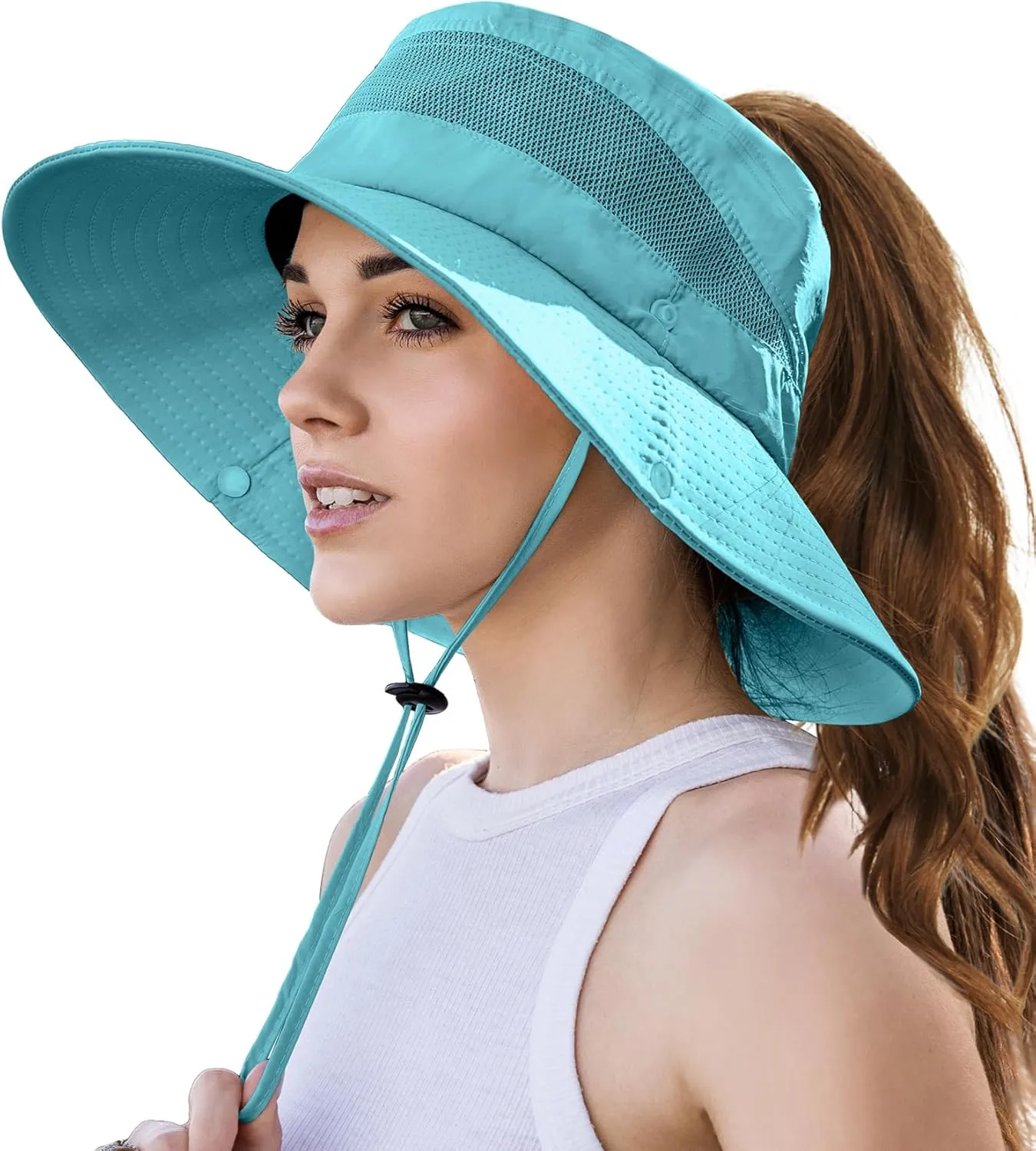 Beach Sun Hats for Women UV Protection High Ponytail Hole UPF 50  Fishing Safari Garden Hiking Hat Packable