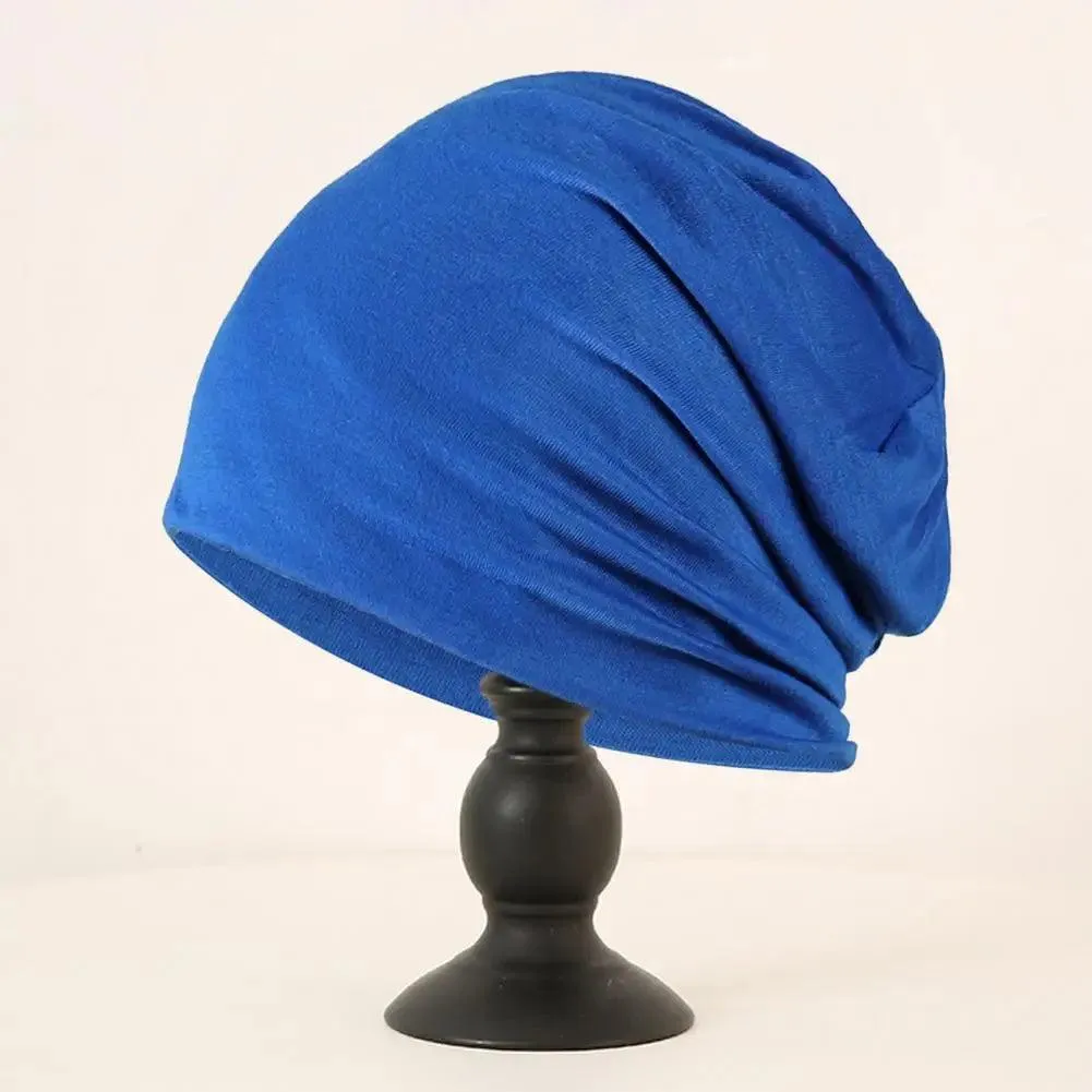 Beanie Cap, Unisex Knit Polyester, Windproof & Breathable, Stylish Slouchy Design, Patchwork Pattern, All-Season Wear