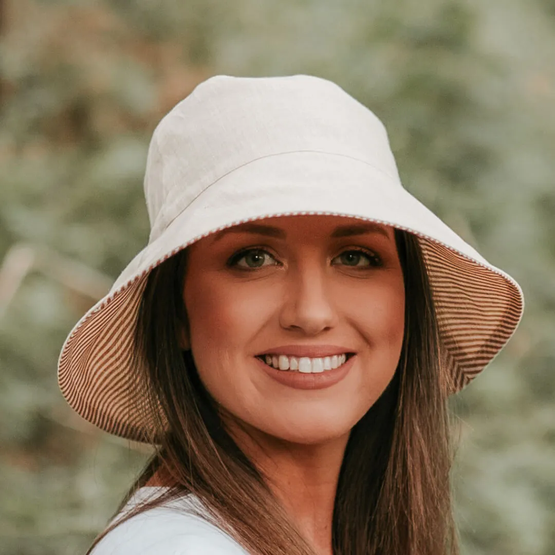 Bedhead Vacationer Reversible Adult Sun Hat - Frankie / Flax