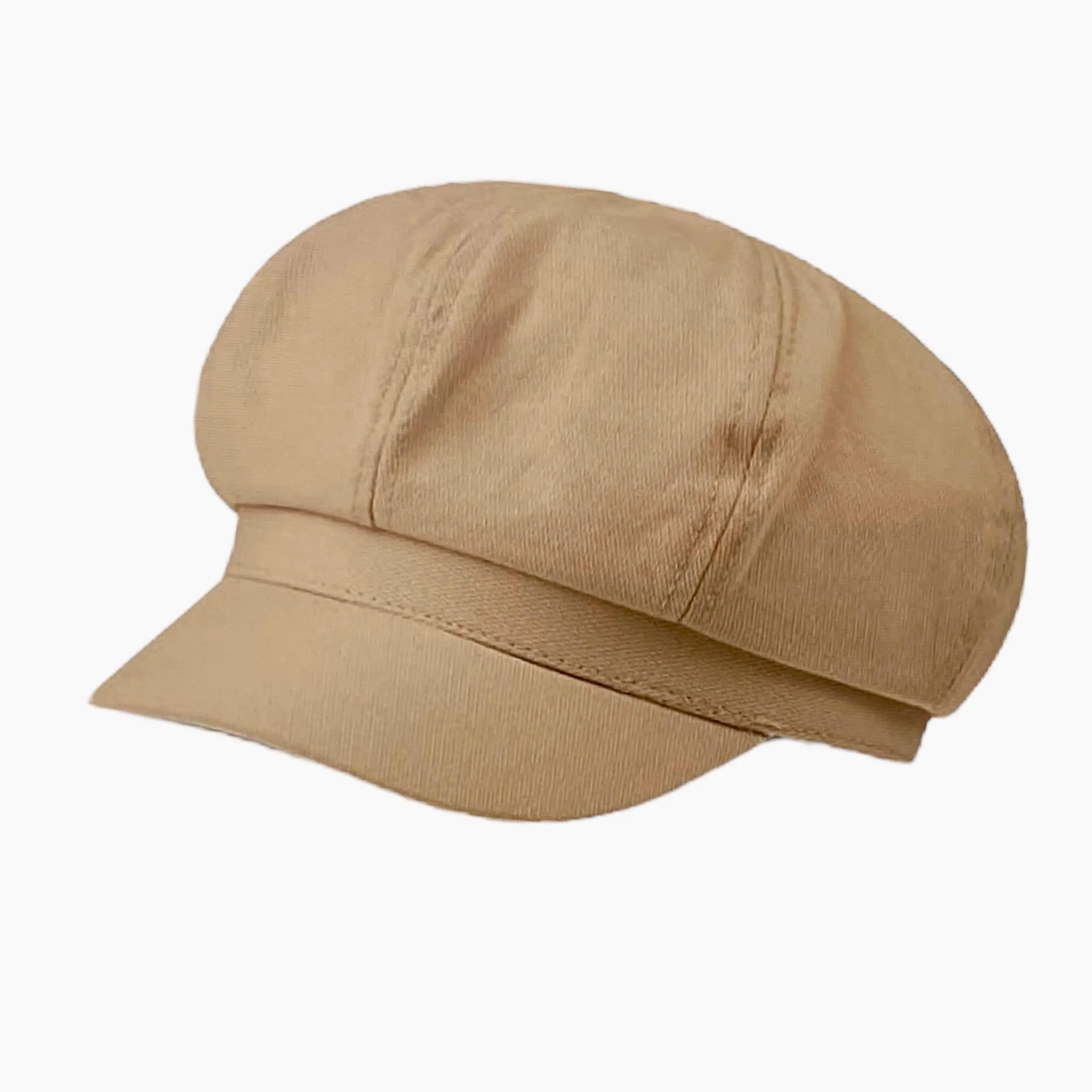 Beige Cotton Newsboy Cap