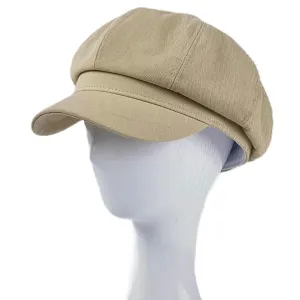 Beige Cotton Newsboy Cap