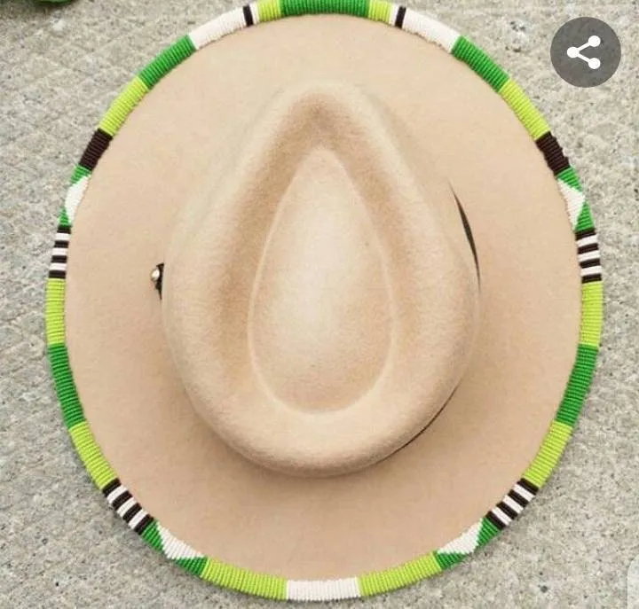 Beige green beaded fedora hat| cowboy hat| summer hats| brim hat with free shipping world wide