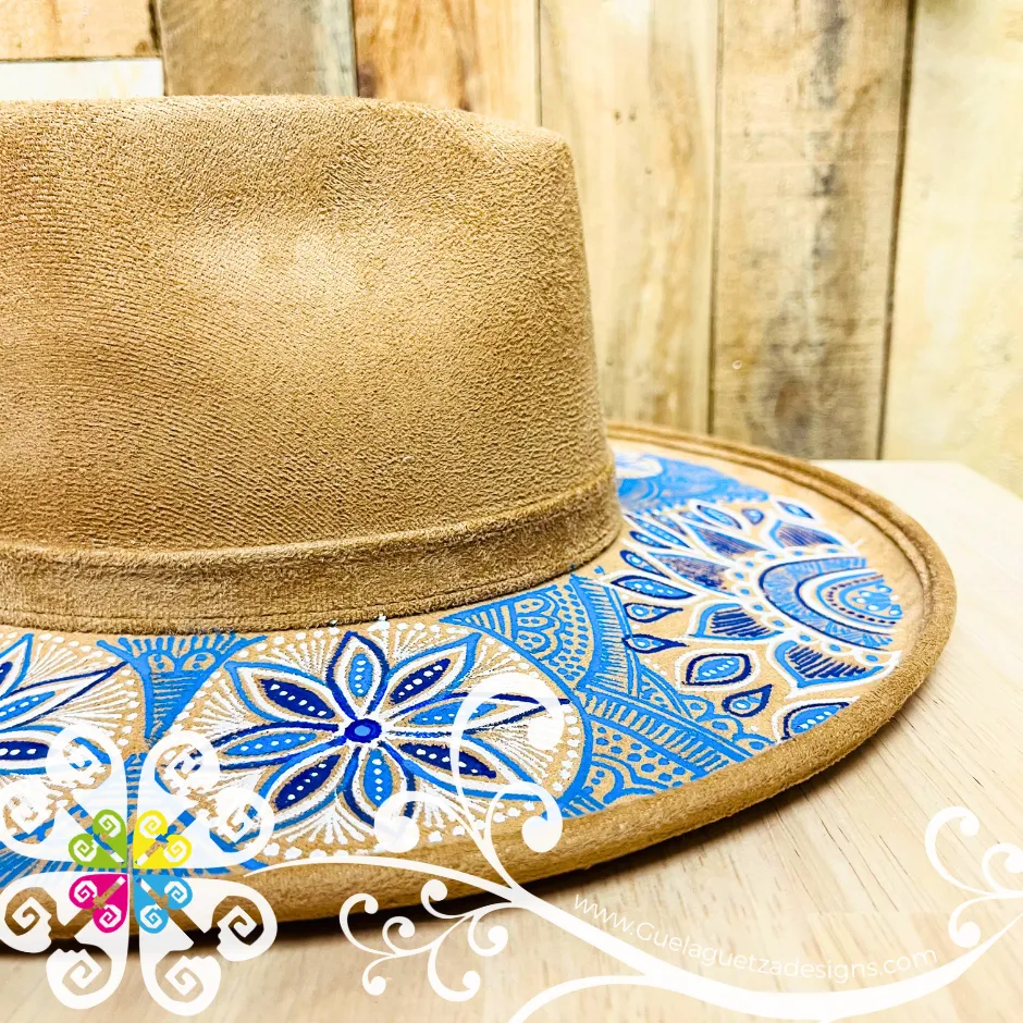 Beige Rhombus Mitla Velvet Hat - Peek-a-Boo Hand Painted Hat