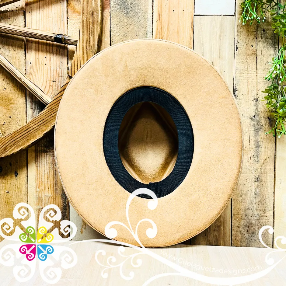 Beige Rhombus Mitla Velvet Hat - Peek-a-Boo Hand Painted Hat