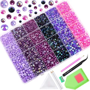 BELICEY 24000pcs Flatback AB Pearls Beads Mixed Size Color Resin Rhinestones Half Pearls for Crafts Bedazzling Non Hotfix Crystal Diamonds Gems for Manicure DIY Crafts Tumblers Clothes