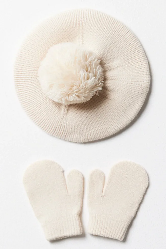 Beret & Mittens Set Natural