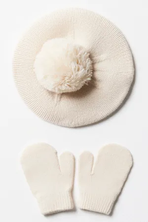 Beret & Mittens Set Natural