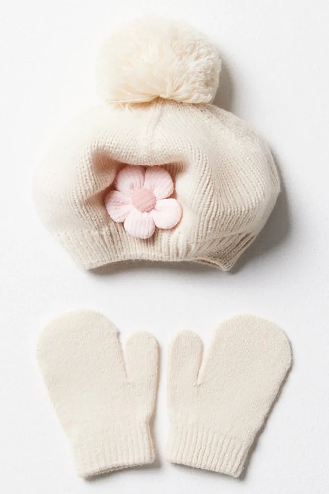 Beret & Mittens Set Natural