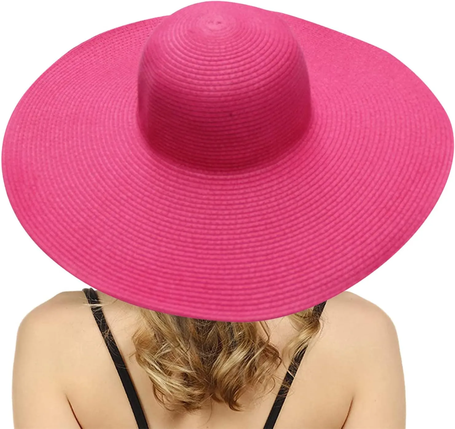 Big Beach Straw Hat for Women Foldable Summer Wide Brim Sun Hat for UV Protection Packable Oversized Travel Straw Cap
