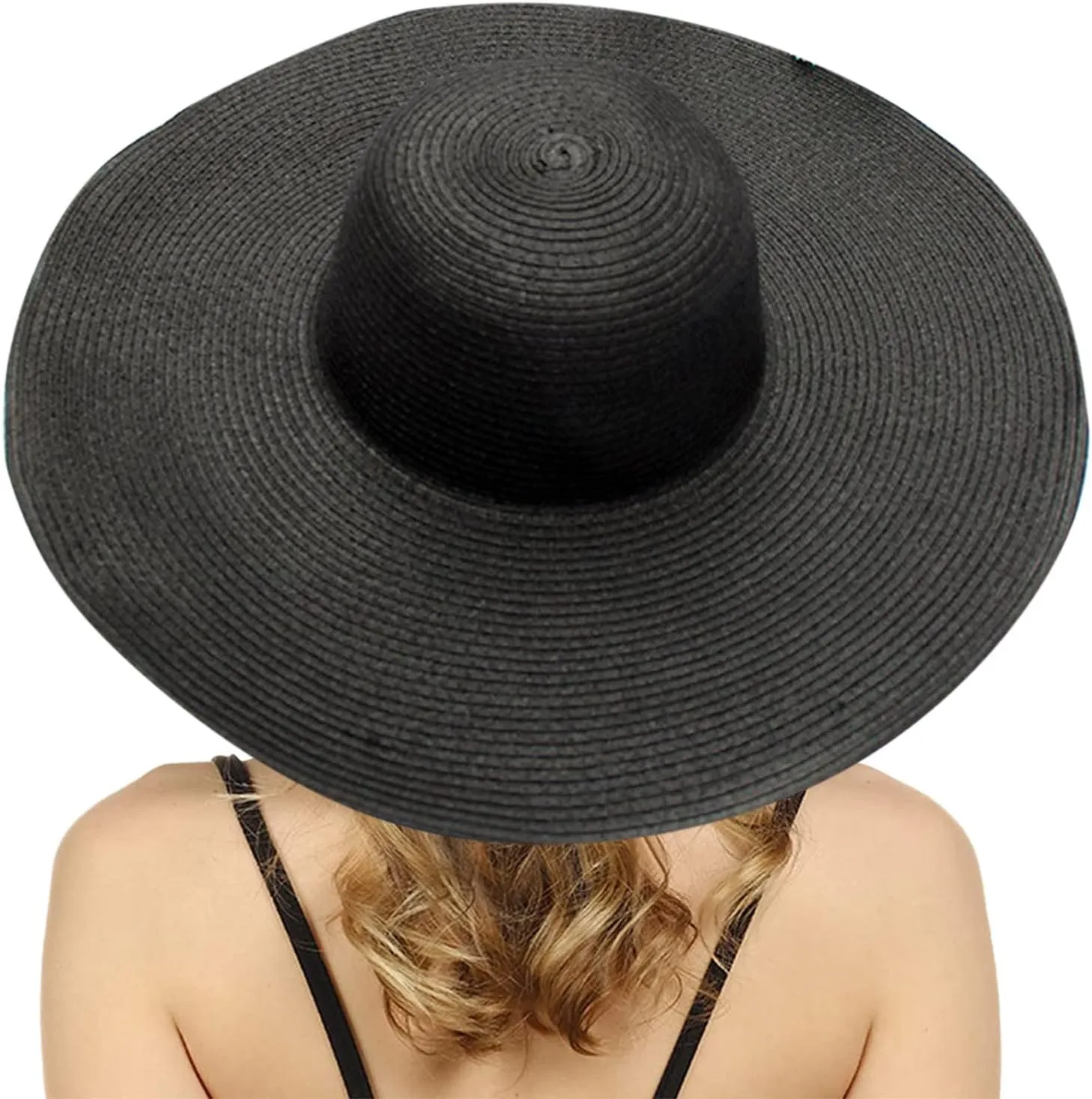 Big Beach Straw Hat for Women Foldable Summer Wide Brim Sun Hat for UV Protection Packable Oversized Travel Straw Cap