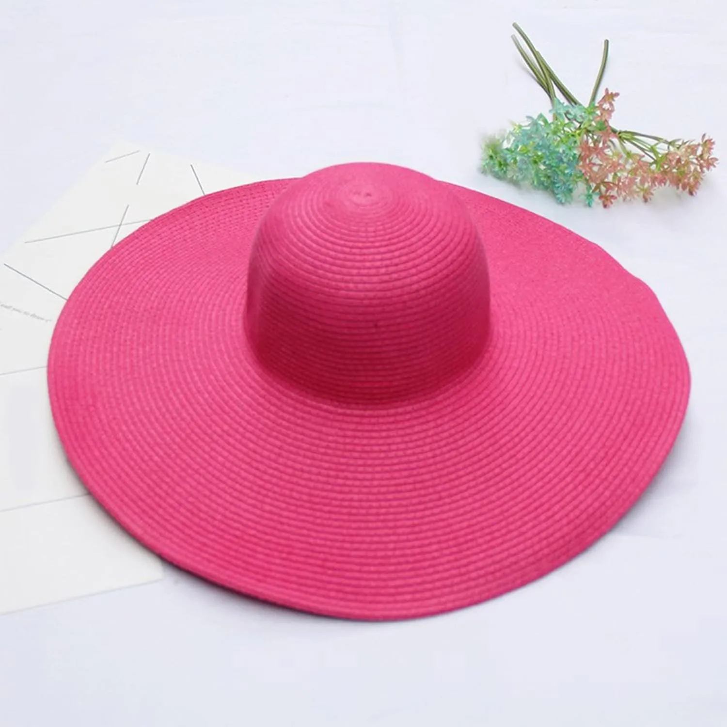 Big Beach Straw Hat for Women Foldable Summer Wide Brim Sun Hat for UV Protection Packable Oversized Travel Straw Cap