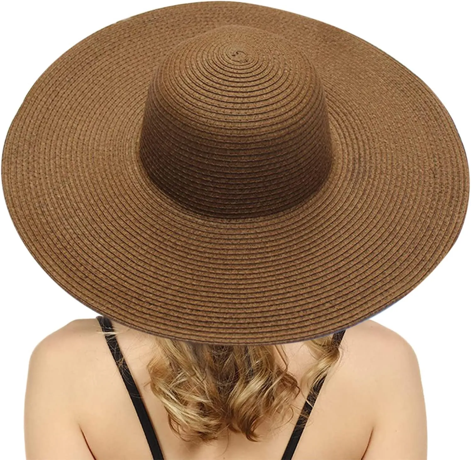Big Beach Straw Hat for Women Foldable Summer Wide Brim Sun Hat for UV Protection Packable Oversized Travel Straw Cap