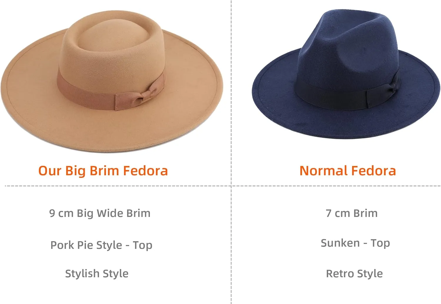 Big Wide Brim Women Fedora Hat
