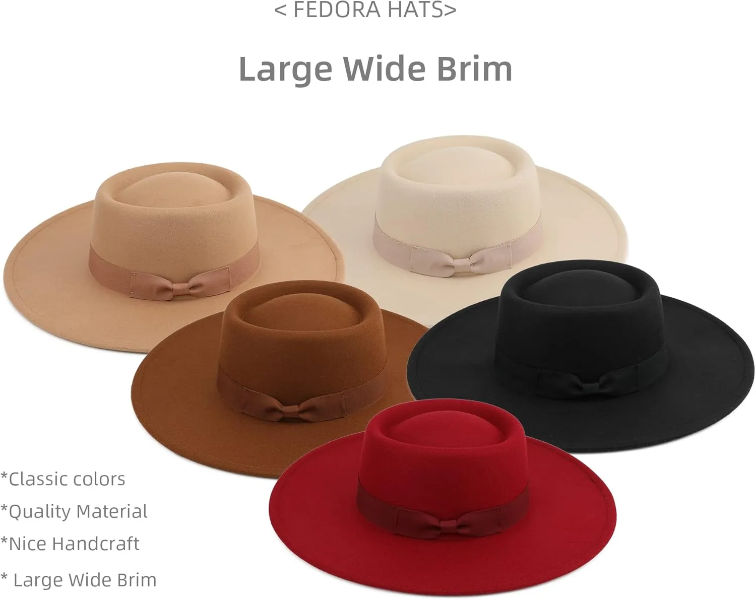 Big Wide Brim Women Fedora Hat