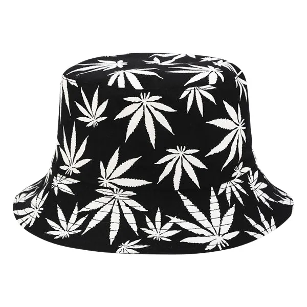Black and White Cannabis Bucket Hat