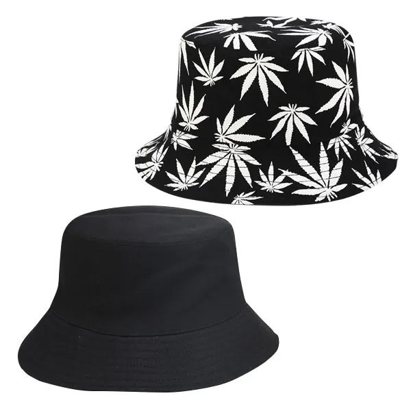 Black and White Cannabis Bucket Hat