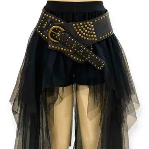 Black Brass Studded Wide Statement Belt