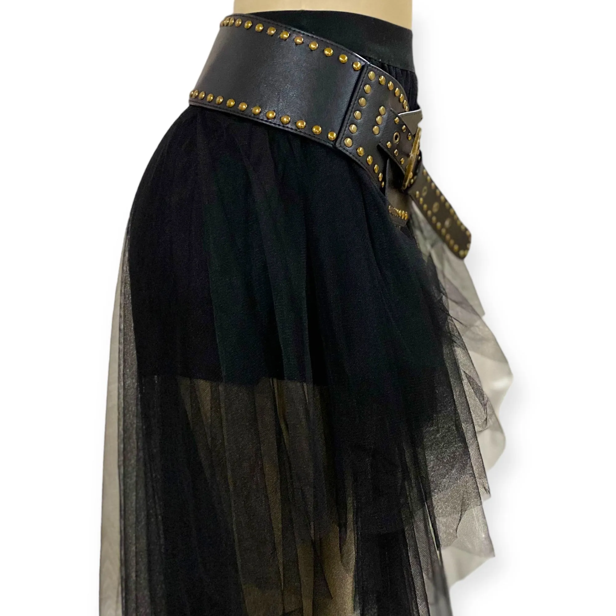 Black Brass Studded Wide Statement Belt