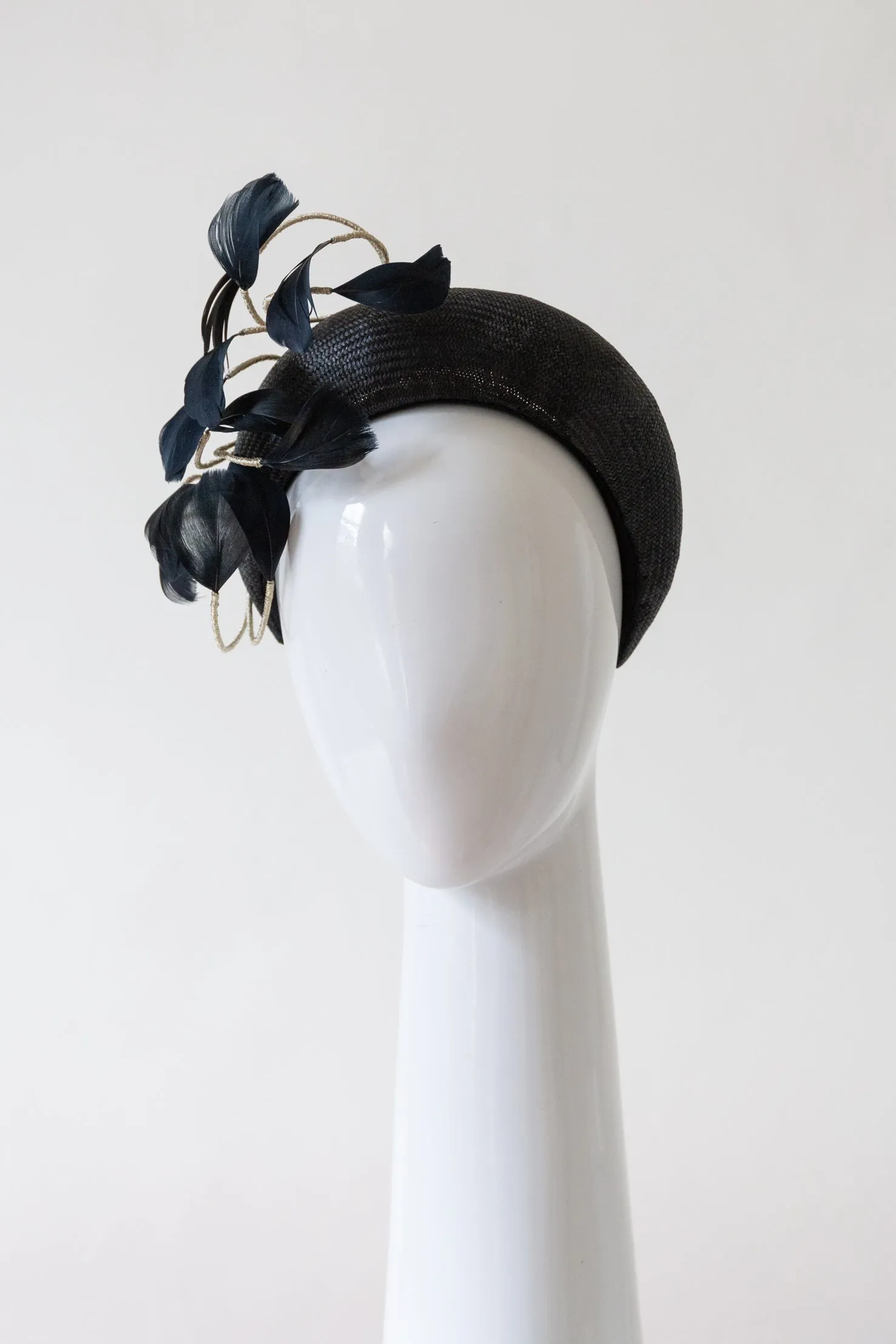 Black Halo Headband with Floating Feathers