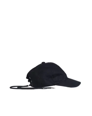 Black Lace Up Denim Cap