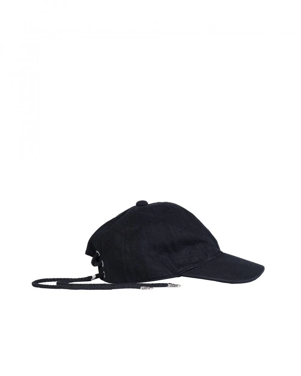 Black Lace Up Denim Cap